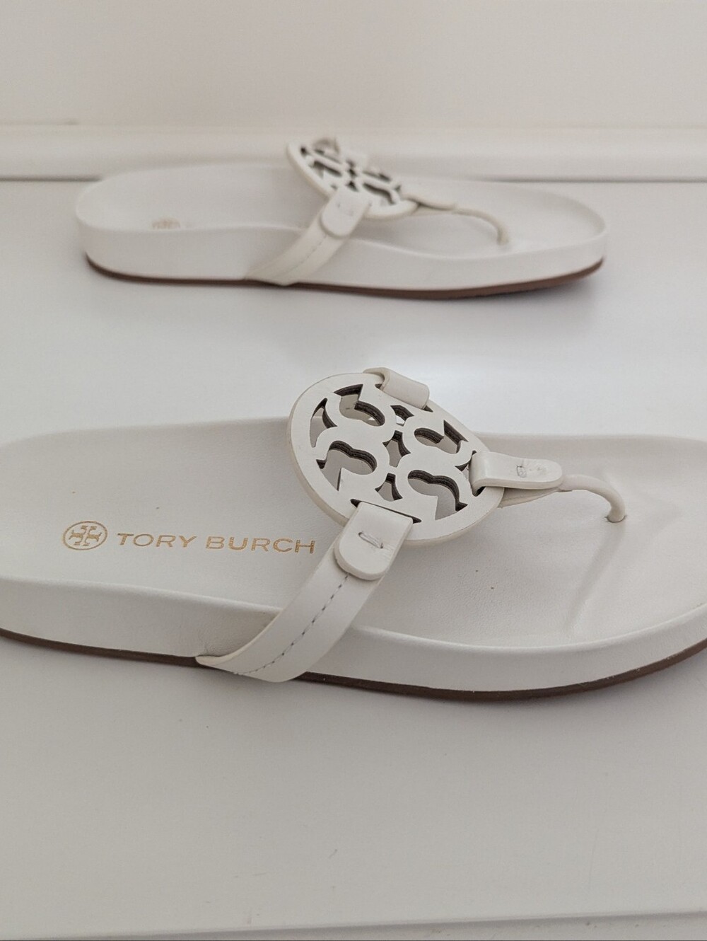 EUC! Tory Burch Miller Cloud Sandal In White Leather Size 7.5 - Picture 7 of 15